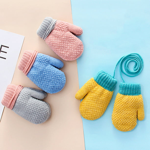 Details about   Baby Boy Gloves Mittens With Newborn Warm Thick String Girls Winter Cute 